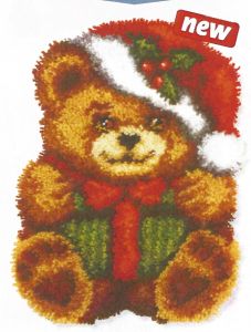 Knüpfteppich Knüpfwandbehang Acryl zum selber Knüpfen Weihnachtsteddy Knüpfteppich Knüpfwandbehang Acryl zum selber Knüpfen Weihnachtsteddy