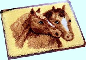 Knüpfteppich Knüpfwandbehang Acryl zum selber Knüpfen Pferdeköpfe Knüpfteppich Knüpfwandbehang Acryl zum selber Knüpfen Pferdeköpfe