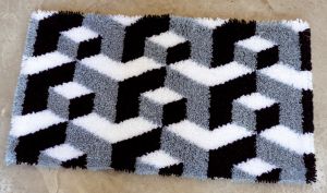 Knüpfteppich Knüpfwandbehang Acryl zum selber Knüpfen Spiel mit Würfeln Cubes Knüpfteppich Knüpfwandbehang Acryl zum selber Knüpfen Spiel mit Würfeln Cubes